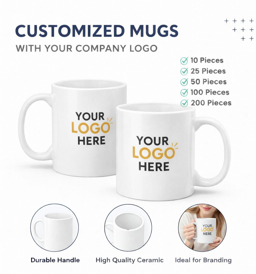 CUSTOMIZED MUGS | CUSTOMIZED MUGS WITH YOUR COMPANY LOGO | PACK OF 10 PIECES