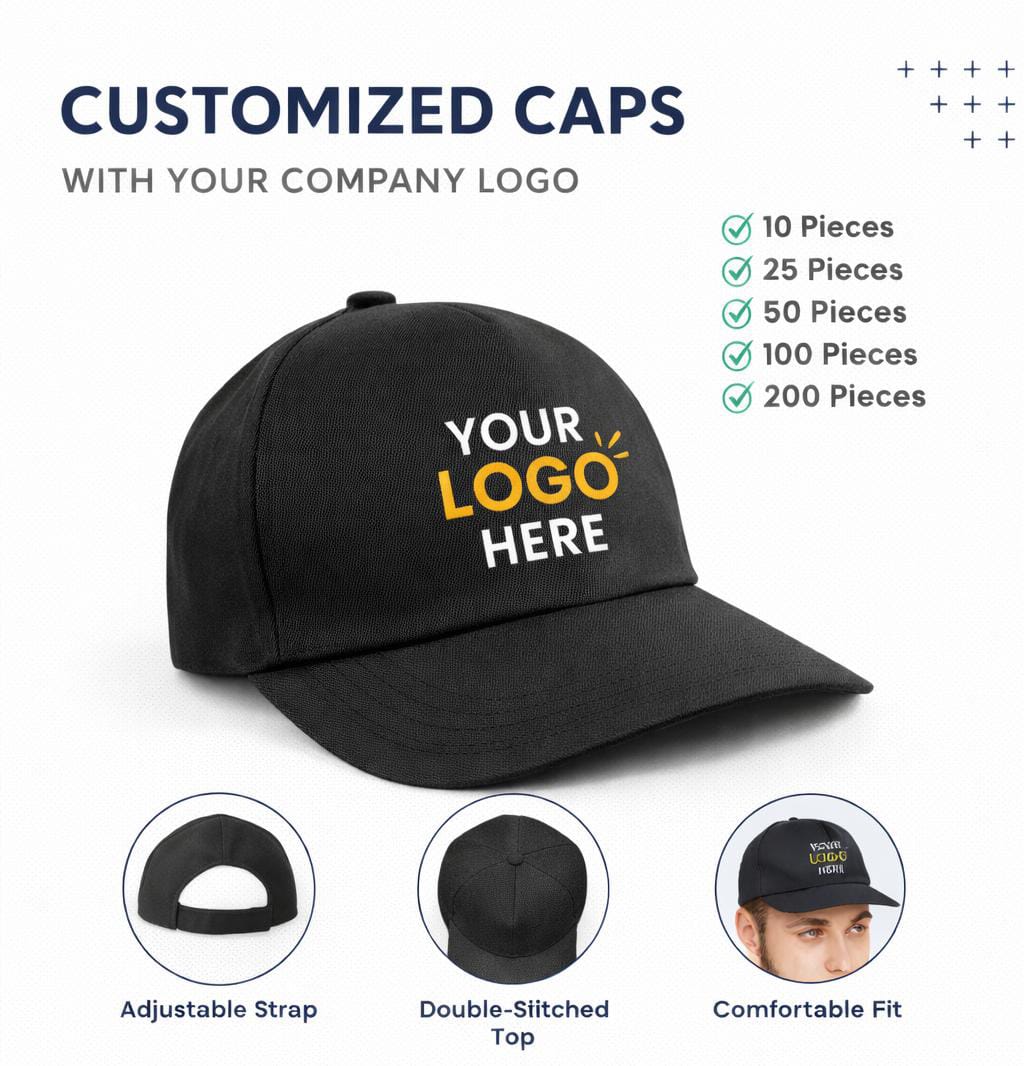 CUSTOMIZED CAPS | CUSTOMIZE WITH YOUR COMPANY LOGO | PACK OF 10 PIECES