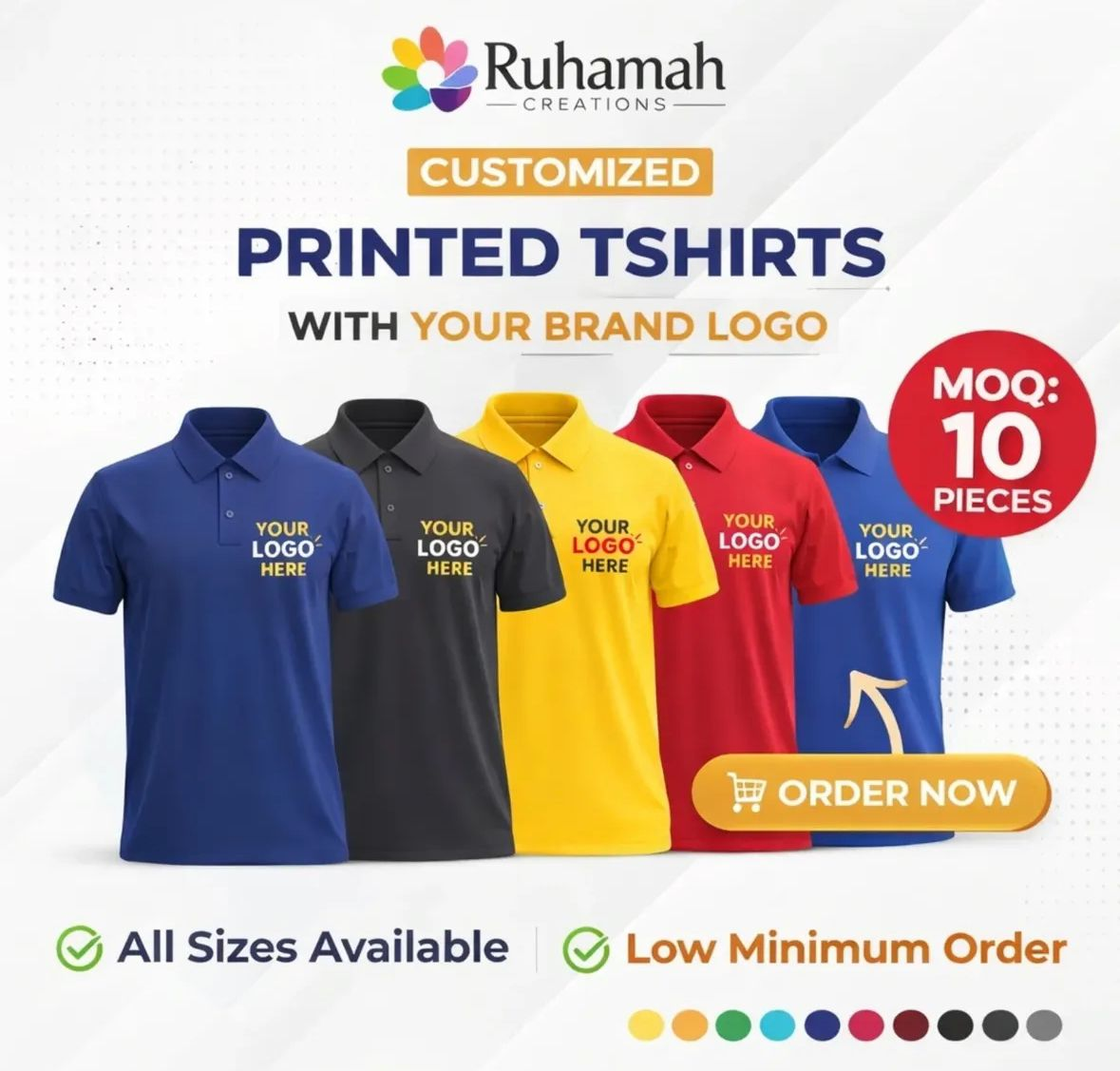 CUSTOMIZED POLO T-SHIRT | CUSTOMIZE POLO T-SHIRT WITH YOUR BRAND LOGO | PACK OF 10 PIECES